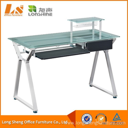 Standard Height Floor Sitting Tempered Glass Computer Desk